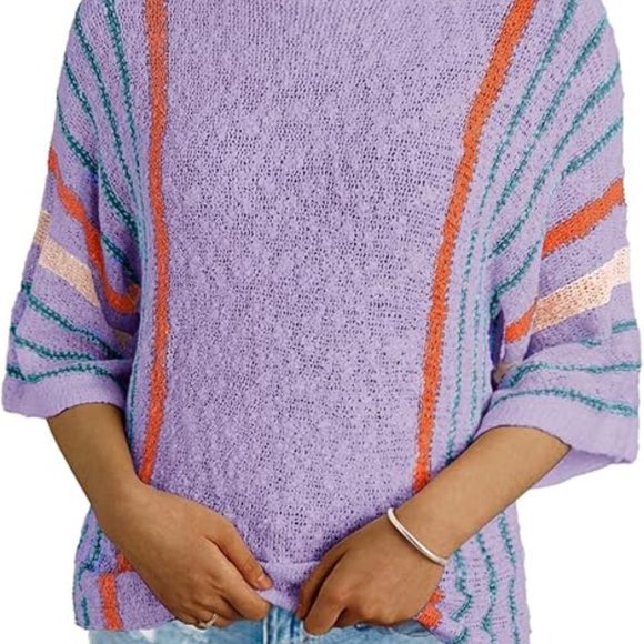 LIKE NEW! Women's Lavender Knit Sweater-3/4 Sleeve - SMALL - Picture 4 of 8